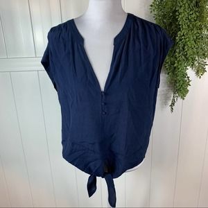 Soft Joie Navy Blue Tie Front Blouse Womens Size Medium